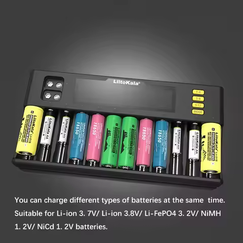 LiitoKala LiI-S12 Smart Charger 14 Slots - CE Certified Universal Charger for Li-ion/LiFePO4/Ni-MH/9
