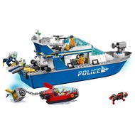 Compatible with Lego City Series 60277 Police Patrol Boat Sh*兼容乐高城市系列60277警用巡逻艇轮船拼装积木警察船男孩子玩具25.9.8
