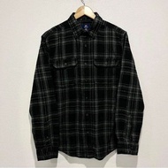 เสื้อลายสก๊อต(GEORGE)สีดำ เสื้อลายสก๊อตแขนยาวเสื้อวินเทจแบรนด์แท้ราคาถูก!!
