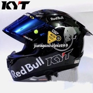 Helm Full face KYT R10 Black Glossy Paket Ganteng Red Bull