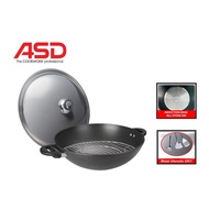 ASD 40cm Induction Hard Anodized Wok with Steamer & Stainless Steel Cover