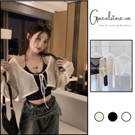 Gaeul store- hot hit set of thin mesh shirt and floral camisole (sold separately)