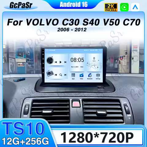 Android 16 For VOLVO C30 S40 V50 C70 2006 - 2012 Car Radio Multimedia Video Player Navigation stereo
