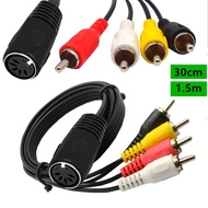 Round Mouth 5-Pin to 4RCA Audio Adapter Cable 0.3m 1.5m 5-Core 5Pin DIN Male to Lotus 4 * RCA Male A