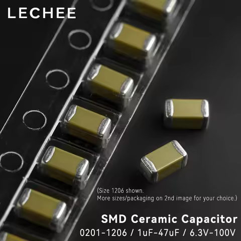 50pcs/lot SMD Ceramic Capacitors 0201 0402 0603 0805 1206 1uF 2.2uF 3.3uF 4.7uF 10uF 22uF 47uF 6.3V 