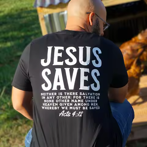 Good News Jesus Saves T Shirt Christian Bible Verse Men's T-Shirts Clothing Jesus Religious Shirts A