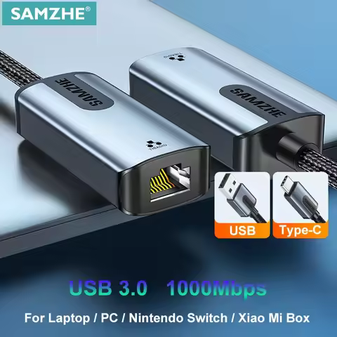SAMZHE USB Ethernet Adapter USB HUB 3.0 1000Mbps RJ45 Lan Network Card USB to Ethernet Adapter for L