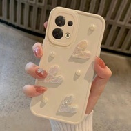 Milky White Cute Small Pearl Heart Applicable to Vivo Iqoo12/11S/10/9 Phone Case Neo7se Racing Neo6 