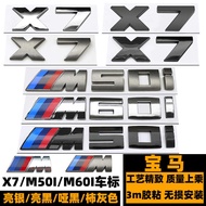 X7 M50I Car Logo X7M60I Rear Tail Logo Modified Black Car Logo Persimmon Gray X7 M50I Logo