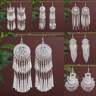 Miao ethnic minority Yunnan earrings and earrings, long and exaggerated Miao silver retro tassels, versatile dance accessories苗族少数民族云南耳环耳坠长款夸张苗❣3.13