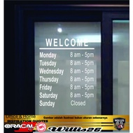 Welcome Store Opening Hours Cutting Sticker Glass Window Door Cafe