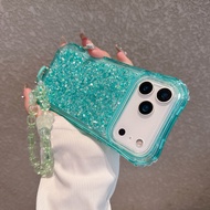 Vỏ dây đeo nhựa lấp lánh 2 trong 1 bốn góc cho Iphone 17 Pro Max 17 Air 16e 16 Pro 15 Pro 14 + 13 12