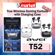 Awei T52 True Wireless Gaming Earbuds With Charging Case Wireless Earbuds Gaming Bluetooth Earbuds Gaming Earbuds