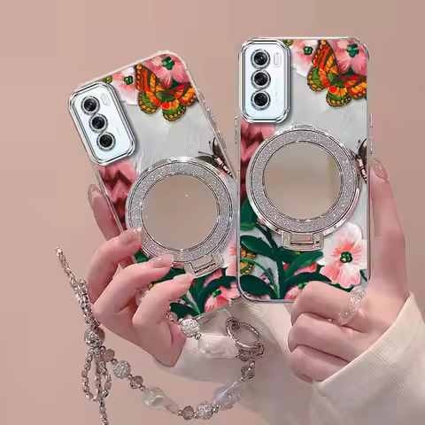Reno12 Vivid flowers Bracelet Holder Phone Case For OPPO Reno 12 12Pro 12F 11 2F 6 5 8 7 8T F21Pro F