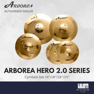 Arborea Hero 2.0 Series Cymbal Set, 14" Hihat/16" Crash/18" Crash/20" Ride