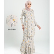 Ironless baju kurung Cherry Kain Potong Lapan Floral Series by Aryana & Co Set baju kurung