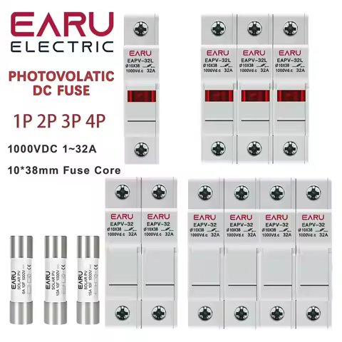 Din Rail Solar PV DC Fuse Holders with Indicator Light suitable for 10*38mm DC PV Fuse Link for Sola
