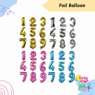 40cm Number Foil Balloon 40cm Gold & Silver Number Foil/ 40cm Pink & biru Number Foil Balloon/ Stand