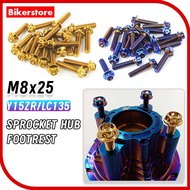 [1 BIJI] M8x25 Spoket Srcew Footrest Bracket Hub Sprocket Screw Titanium Gold Skru LC135 Y15ZR Y16 Y125Z RXZ RS150 EX5