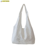 COUMTTERDGUB Lace Shoulder Bag, Embroidery Floral Print Lightweight Canvas Handbag, YK2 Versatile Ve