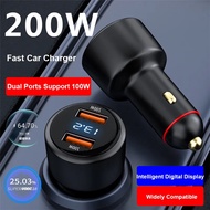 【Newest】200W Car Charger 100W SFC Fast Charging + 65W Supervooc 2.0 Dual Ports Quick Charger For iPhone Huawei HONOR OPPO Realme OnePlus