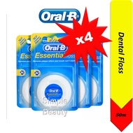 Oral-B Dental Floss Unwaxed / Waxed Mint, 50M [Bundle of 4]