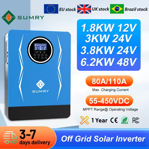 SUMRY SP 3kw 3.8kw 6.2kw Hybrid Solar inverter MPPT Pure Sine Wave 24VDC 48VDC to 220v 80A Solar pow