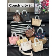 COACH City15 Mini Shopping Bag Milk Tea Color/Cherry/Snoopy Style Super Stamping Man, With Wide Shou
