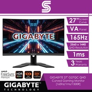 GIGABYTE 27" G27QC QHD Curved Gaming Monitor - 2560 x 1440 (QHD)/8 bits/1ms (MPRT)/165Hz/HDMI 2.0/DP