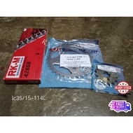 RK-M SPOCKET SET 100% ORIGINAL YAMAHA LC 35T-15T-114L/36T-15T-114L/37T-15T-114L