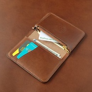 Handmade leather wallet mod. MINI ZIP POCKET / BROWN VER.2
