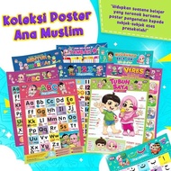 ANA MUSLIM POSTER EDUCATION - ABC 123 DUIT VERBS SIFIR MATH WARNA BENTUK JAM MELAYU ENGLISH