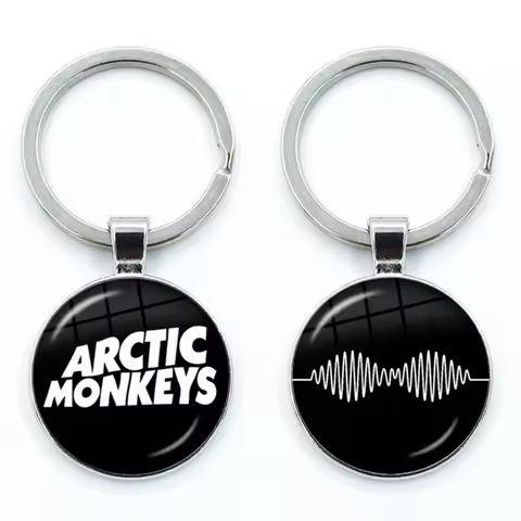 Fashion Creative Design Cartoon Arctic Monkeys Glass Gem Keychain Bag Car Key Chain Ring Holder Char
