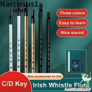 NARCISSUS Irish Whistle Flute, C/D Key Rich Tone Aluminum Tin Whistle, Portable 6 Holes Easy-to-lear