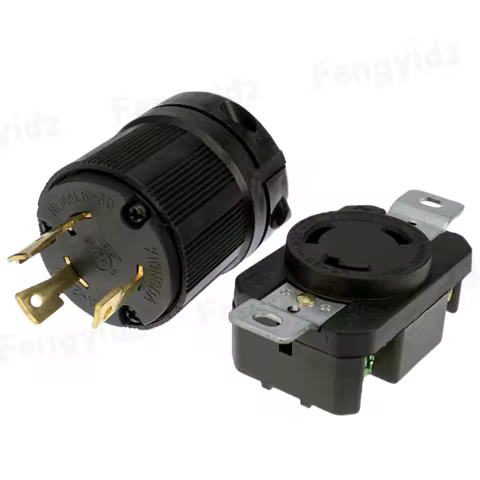 fengyidz Black American 30A 250V NEMA L6-30P L6-30R US 3-hole anti-off industry power plug socket in