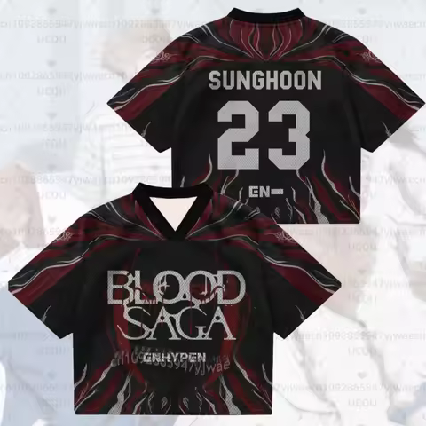 2026 Kpop Fans Support Night Wings Blood Saga Enhypen World Tour Jersey Streetwear Plus Size Short S