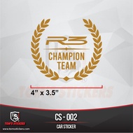 👍👍 R3 CHAMPION TEAM CAR BODY STICKER CS-002