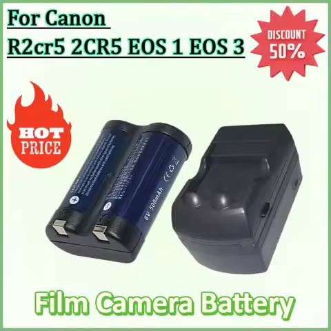 New 6V Battery for Canon R2cr5 2CR5 EOS 1 EOS 3 Rechargeable Lithium Film Camera Black/White Batteri