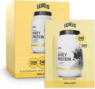 Levels Grass Fed Whey Protein Powder, No Artificials, 24G of Protein, Vanilla Bean, 12 Count