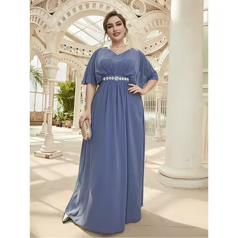 Plus Size Chiffon Pleated Loose Dress 5XL6XL Big Size 2023 Summer Shawl Short Sleeve Multicolor Eleg
