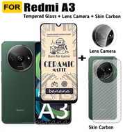 For Redmi A3 Ceramic Matte Tempered Glass RedmiA3 Redmi A 3 Screen Protector 3 in 1 Camera Lens Prot