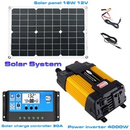 Solar Power Generation System Dual USB 18W Solar Panel+4000W Power Inverter+30A Solar Charge Control