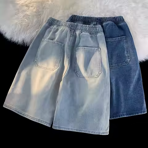 2024 Baggy Jeans Shorts for Men Casual Loose Fit Wide Leg Denim Jorts Y2K Vintage Hip Hop Skateboard