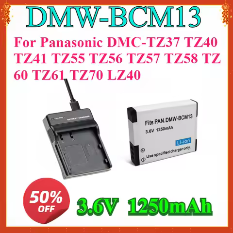 DMW-BCM13 1250mAh Battery for Panasonic DMC-TZ37 TZ40 TZ41 TZ55 TZ56 TZ57 TZ58 TZ60 TZ61 TZ70 LZ40 C