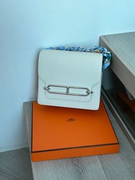 Hermes mini Roulis 全新 Nata 奶油白 Swift銀扣PHW stamp U