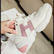 ​💖 【限量】HOGAN Rebel 限量粉紅水鑽厚底小白鞋37.5號 💖