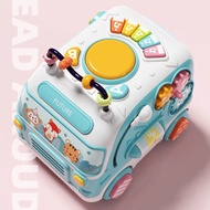 SG SELLER Educational Enlightenment Early Learning Cartoon Bus Multifunctional Hand Drum Baby Toy03Y