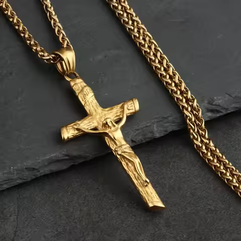 Diyalo Stainless Steel Crucifix Jesus Cross Pendant Necklace CSPB Exorcism St. Benedict Cross Neckla