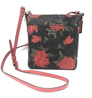 Coach Camo Crossbody Flowers Rose Brown RedLeather Bag New