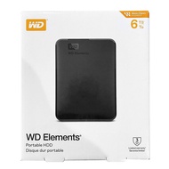 Western Digital 6TB WD Elements Portable HDD (Black) WDBHJS0060BBK, USB 3.2 Gen1